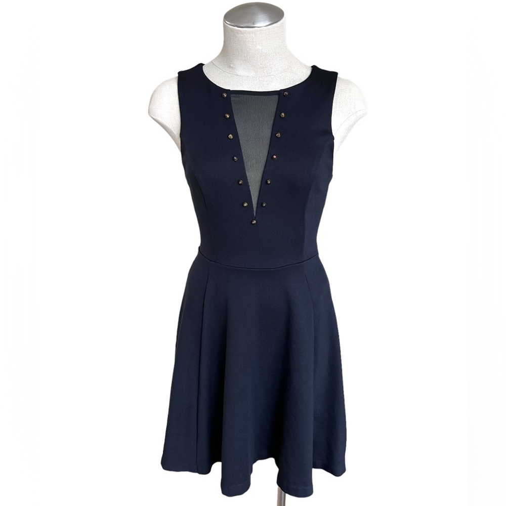 EXPRESS Black Fit & Flare Mesh Studded Dress Size XS
